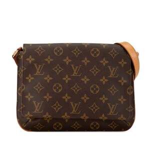 LOUIS VUITTON Authentic Brown Monogram Leather Shoulder Bag